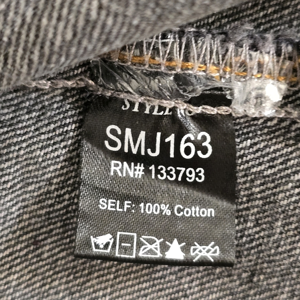 Pol Star Patterned Denim Distressed Jacket Size L… - image 6